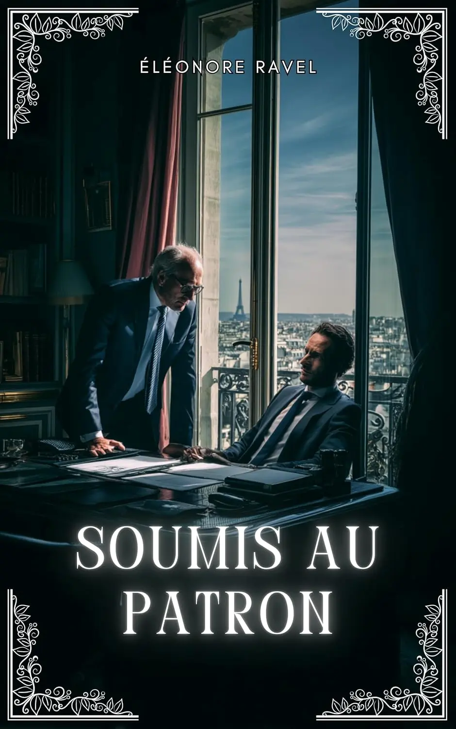 Couverture du roman érotique "Soumis au patron" par Éléonore Ravel - Livre LGBTQ+ disponible sur Amazon